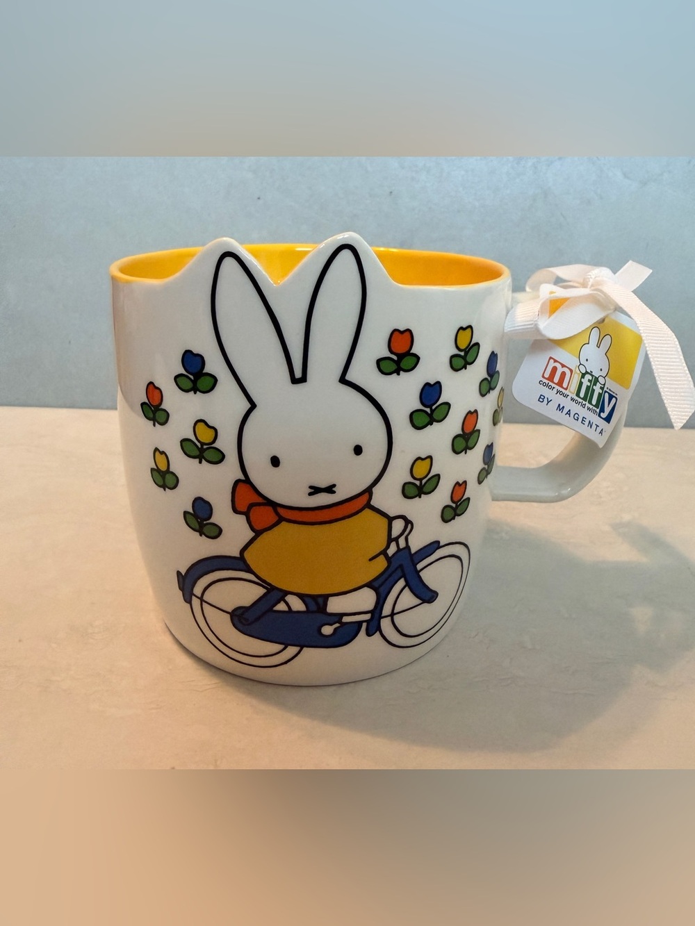 Miffy Bunny Ceramic Coffee Mug by Magenta Bicycle Floral White/Yellow